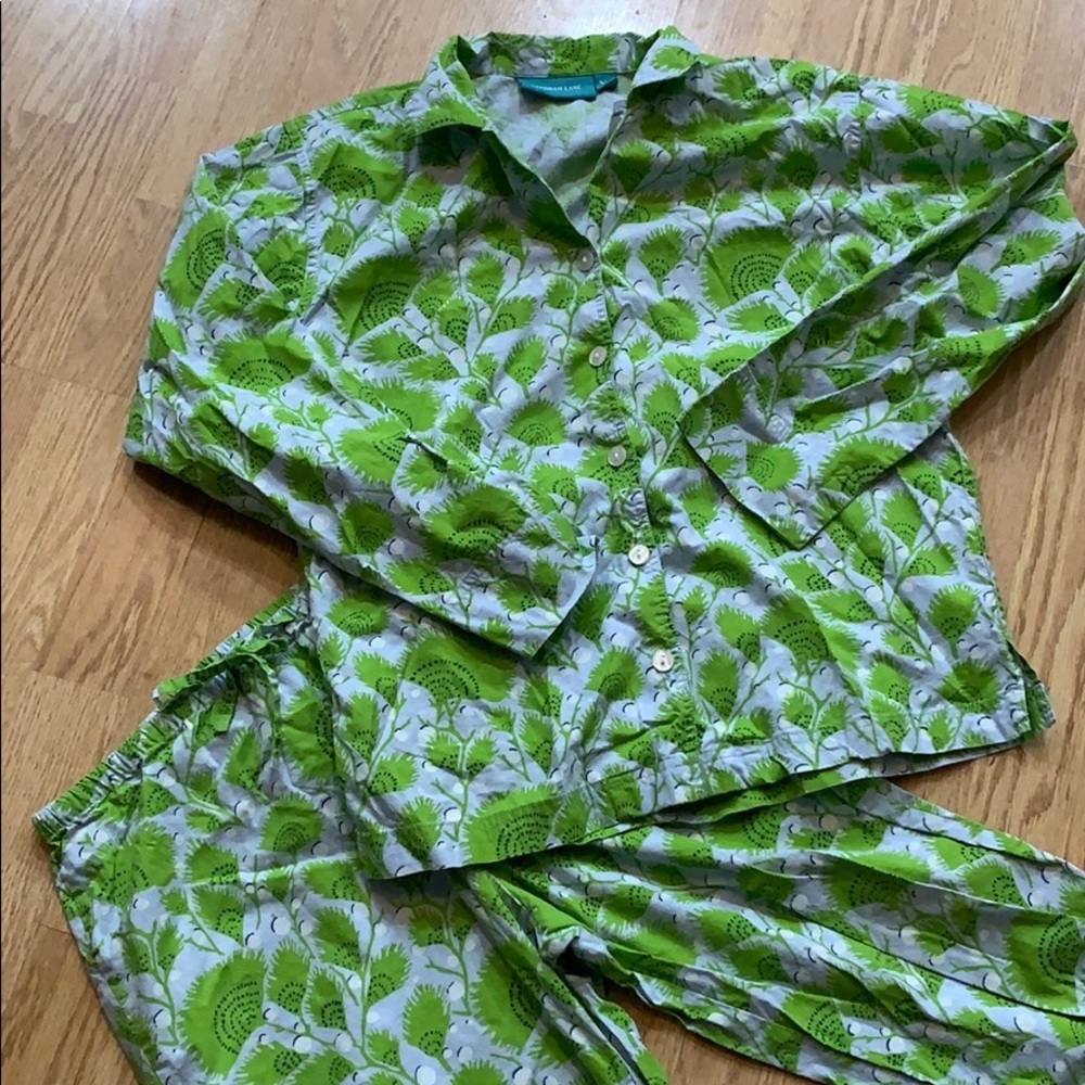 Needham Lane XS Green & Blue Palm Frond Pajamas